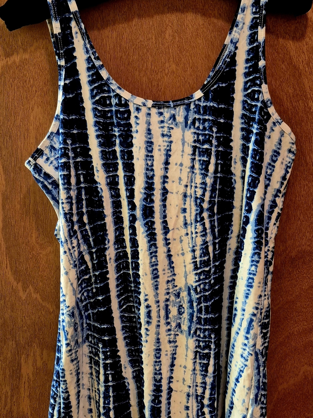 No Boundaries Blue and White Tie-Dye Scoop Neck Tank